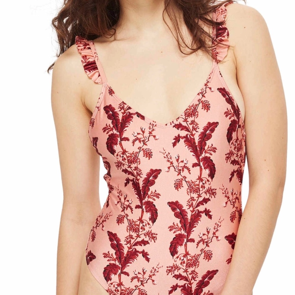 Topshop Romantic Ruffle Floral Swimsuit